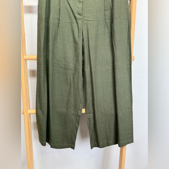 INC International Concepts Olive green belted Linen blend wide leg pants size M - Picture 4 of 13